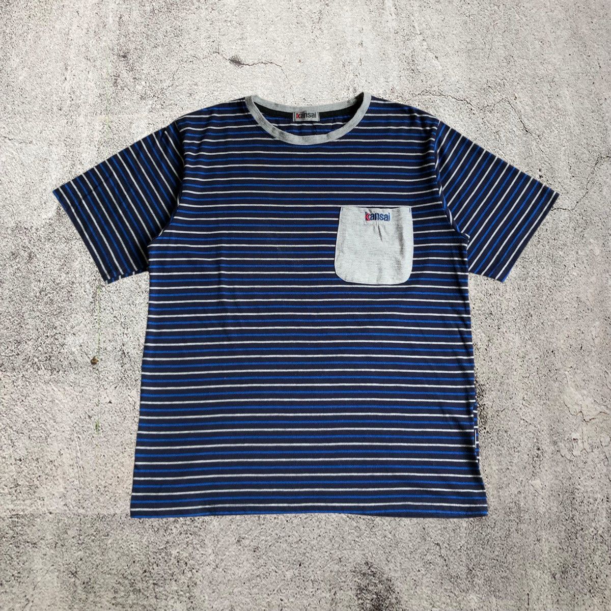 Kansai Yamamoto 2000s Kansai Yamamoto Japan Pocket Stripe T-shirt Blue Navy Size US L / EU 52-54 / 3 - 1 Thumbnail