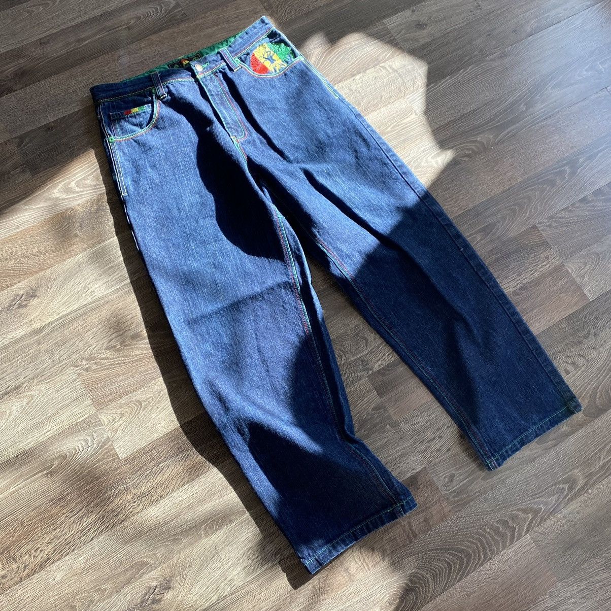 Japanese Brand × Vintage Vintage y2k embroidered denim pants Size US 33 - 10 Thumbnail