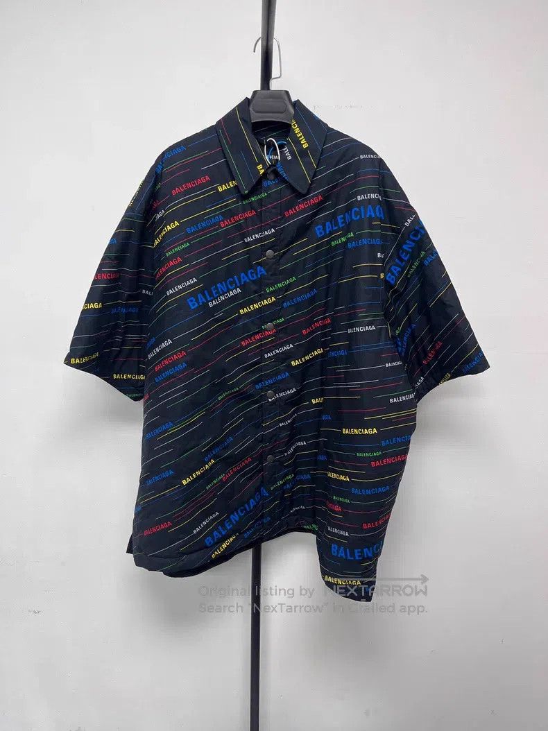 Balenciaga Balenciaga Letter Printed Single-Breasted Lapel Short Slee Size US M / EU 48-50 / 2 - 1 Thumbnail