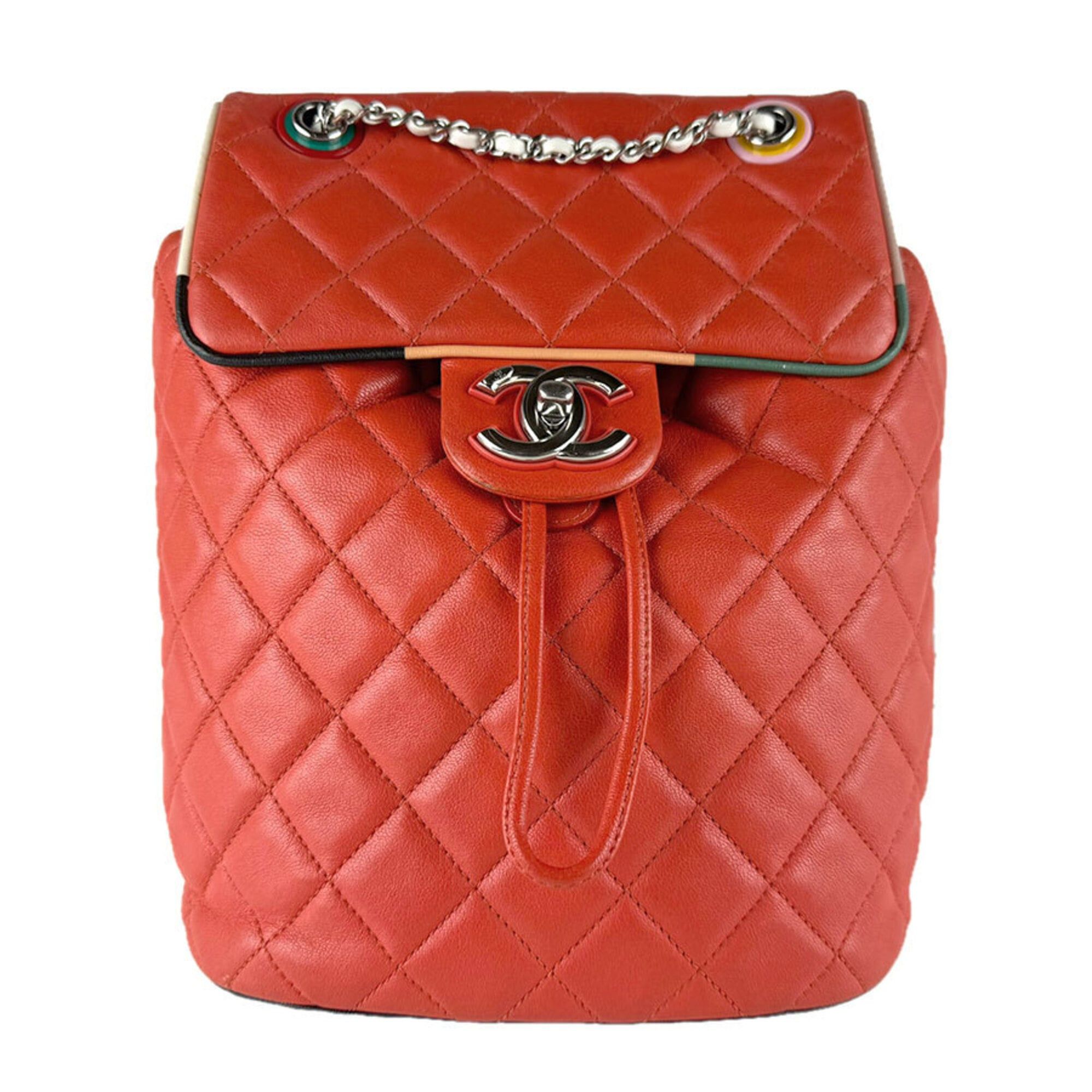 Other Chanel CHANEL Backpack, Lambskin, Orange, Navy, White, Black, Silver, Women's z9277 Size ONE SIZE - 1 Thumbnail