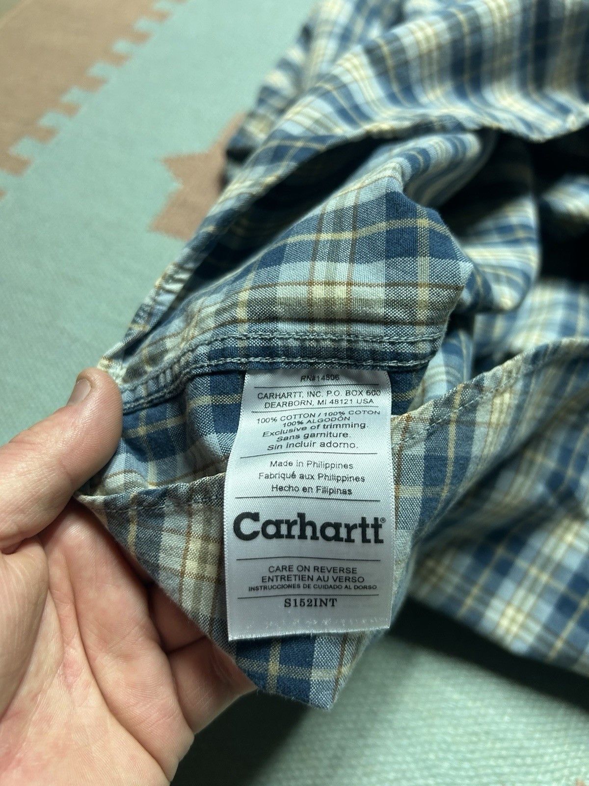 Vintage Carhartt button shirt cotton plaid cotton men’s XL tall Size US XL / EU 56 / 4 - 6 Thumbnail