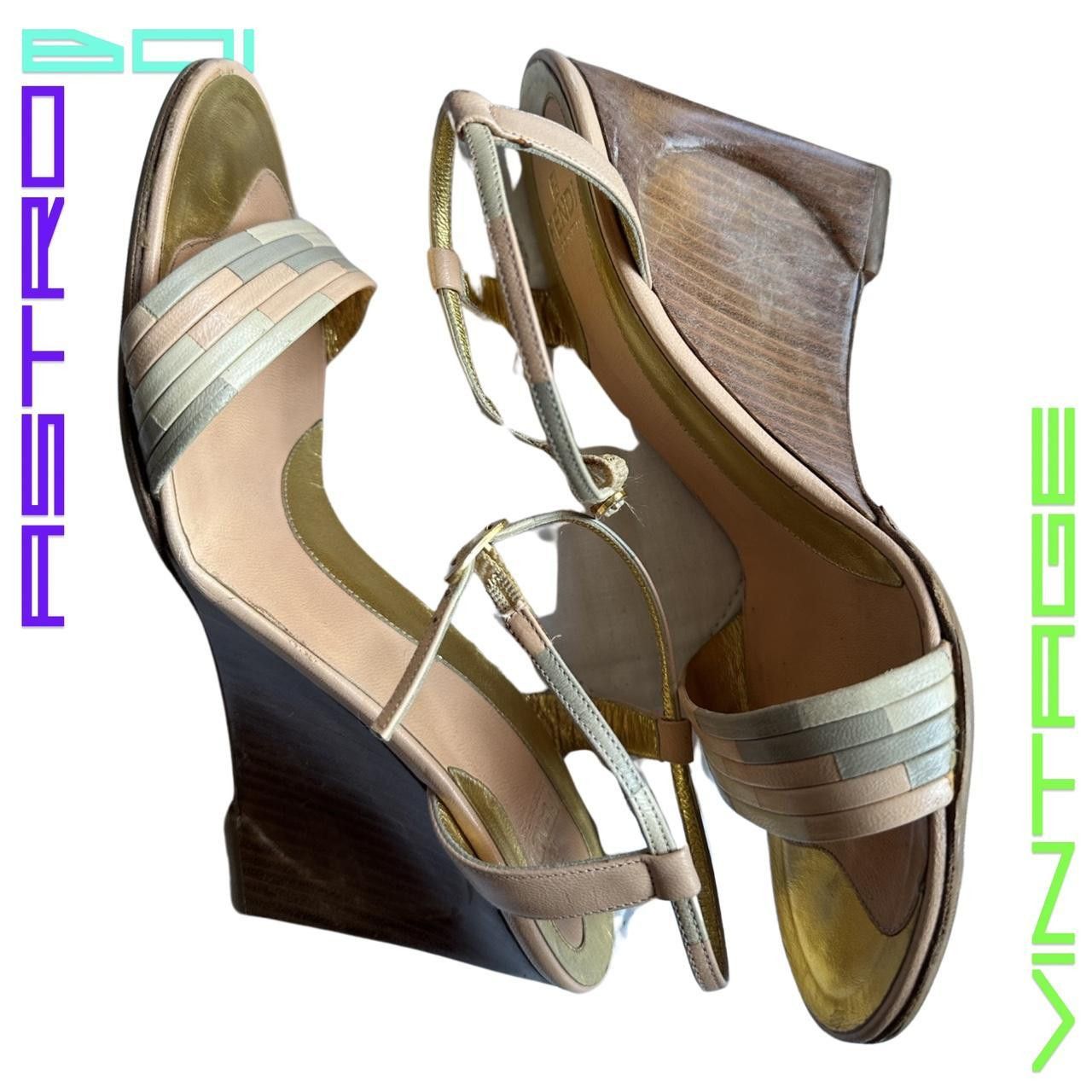image of Vintage Fendi Art Deco Wedges_ Gold_ 38.5 Shoes, Women's (Size 7.5)