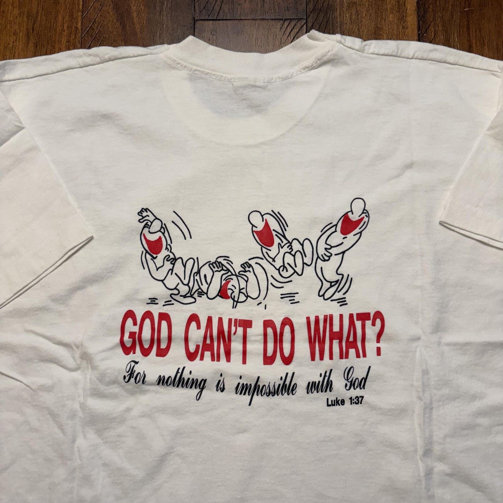 Fruit Of The Loom Vtg Fruit Of The Loom Shirt XL God Can't Do What Christian Size US XL / EU 56 / 4 - 3 Thumbnail