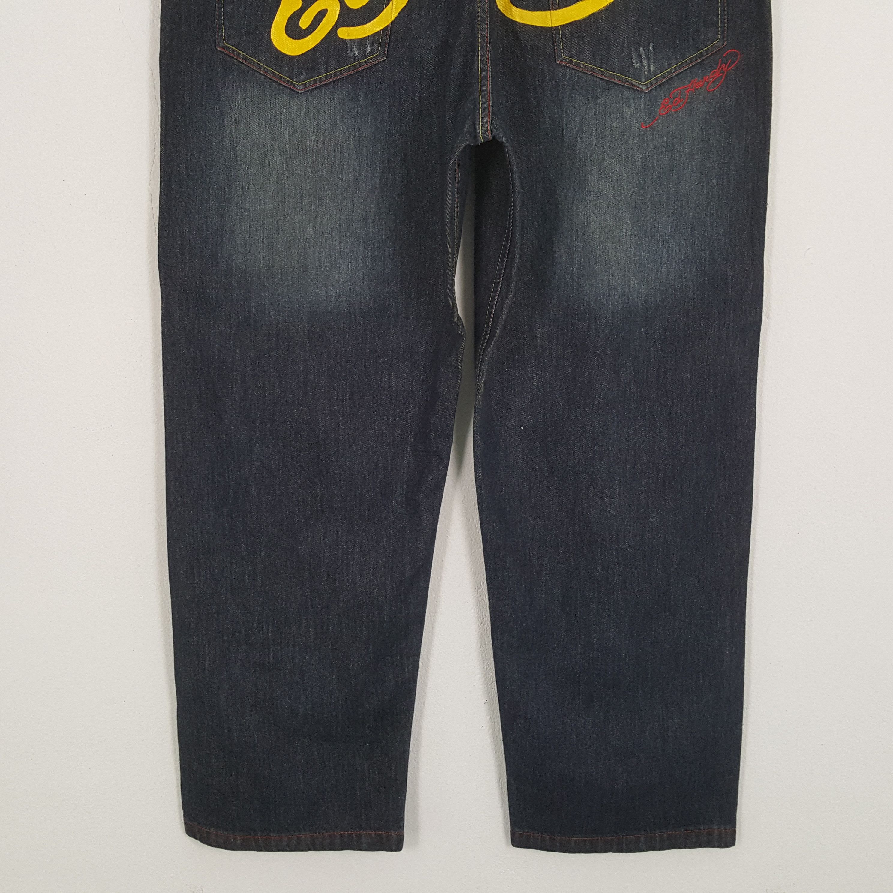 Christian Audigier × Ed Hardy × Vintage ED HARDY Fashion Designer Brand Custom Art Jeans Size US 43 - 3 Thumbnail