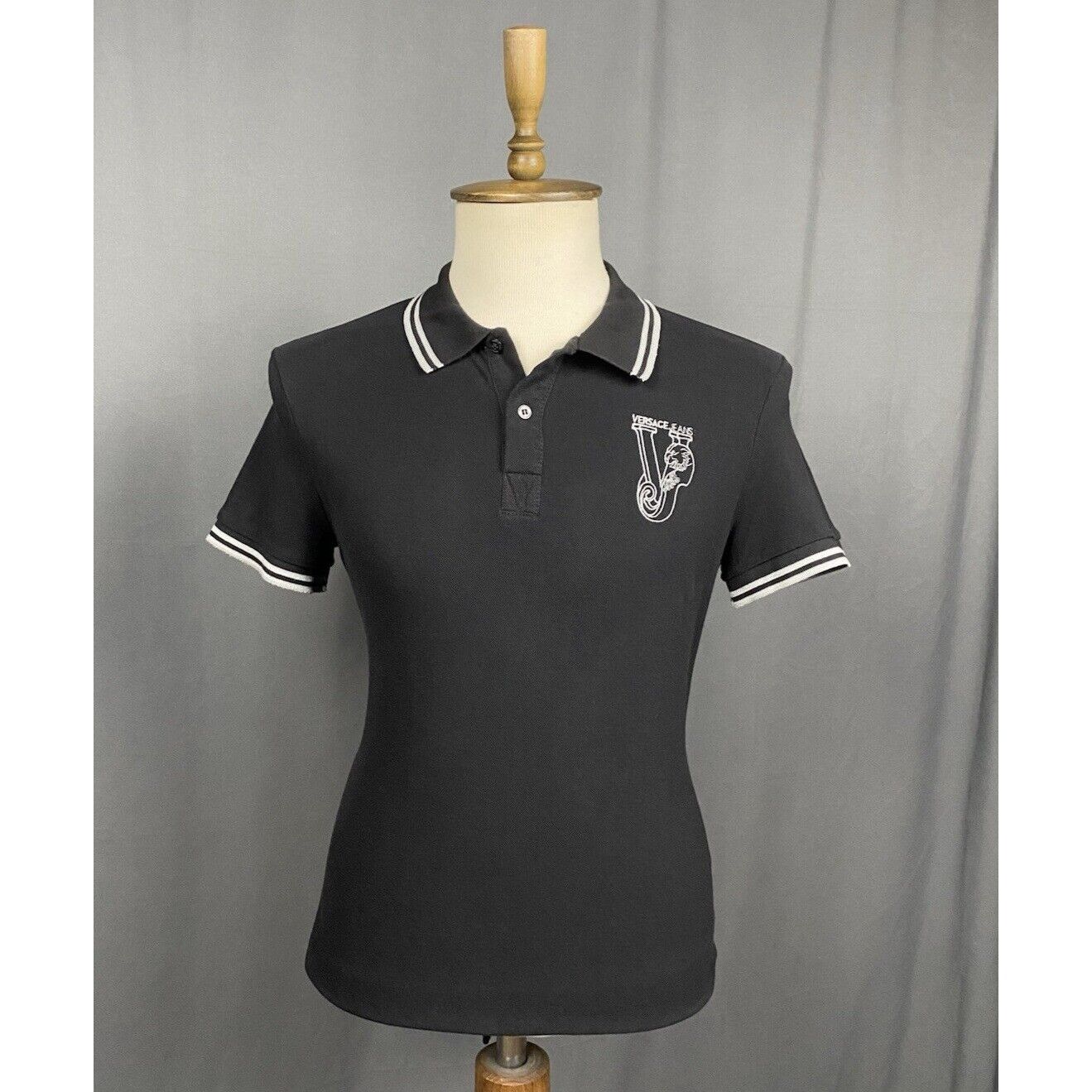 Versace Versace Big Logo Men's Black Polo T-Shirt Size 50 Size US M / EU 48-50 / 2 - 1 Thumbnail
