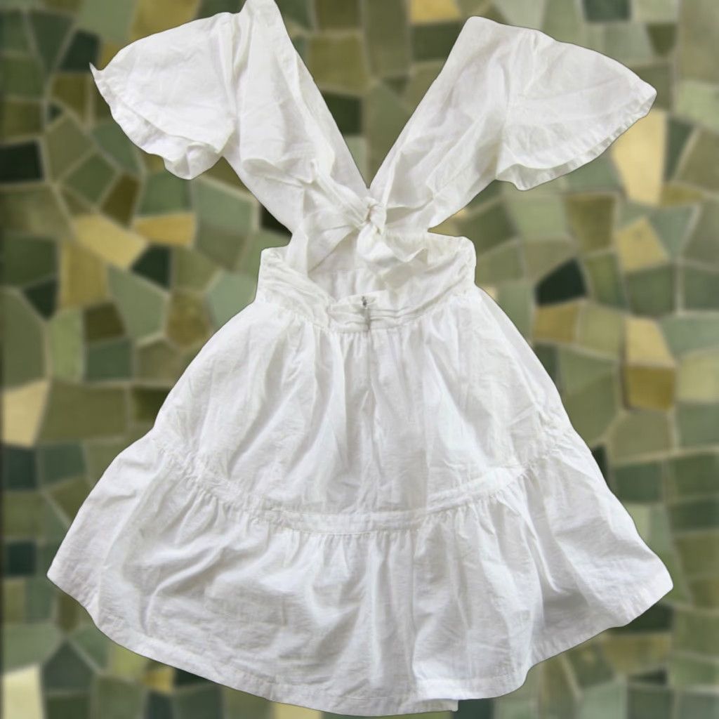 Cinq a Sept Cinq A Sept White Open Back Deep V-Neck Short Sleeve Apron Dress Women Size 2 Size 26" / US 2 / IT 38 - 1 Thumbnail
