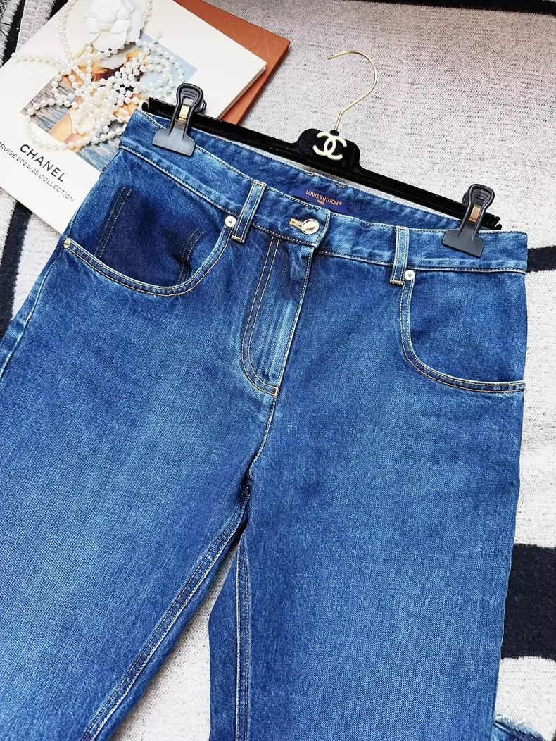 Louis Vuitton LOUIS VUITTON Blue Patchwork Jeans 2504-Nextarrow Size 37" - 3 Thumbnail