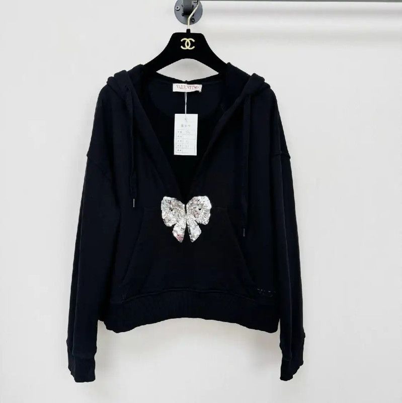 Valentino Valentino Black Long Sleeve Hoodie with Butterfly 0089 Size XS / US 0-2 / IT 36-38 - 1 Thumbnail