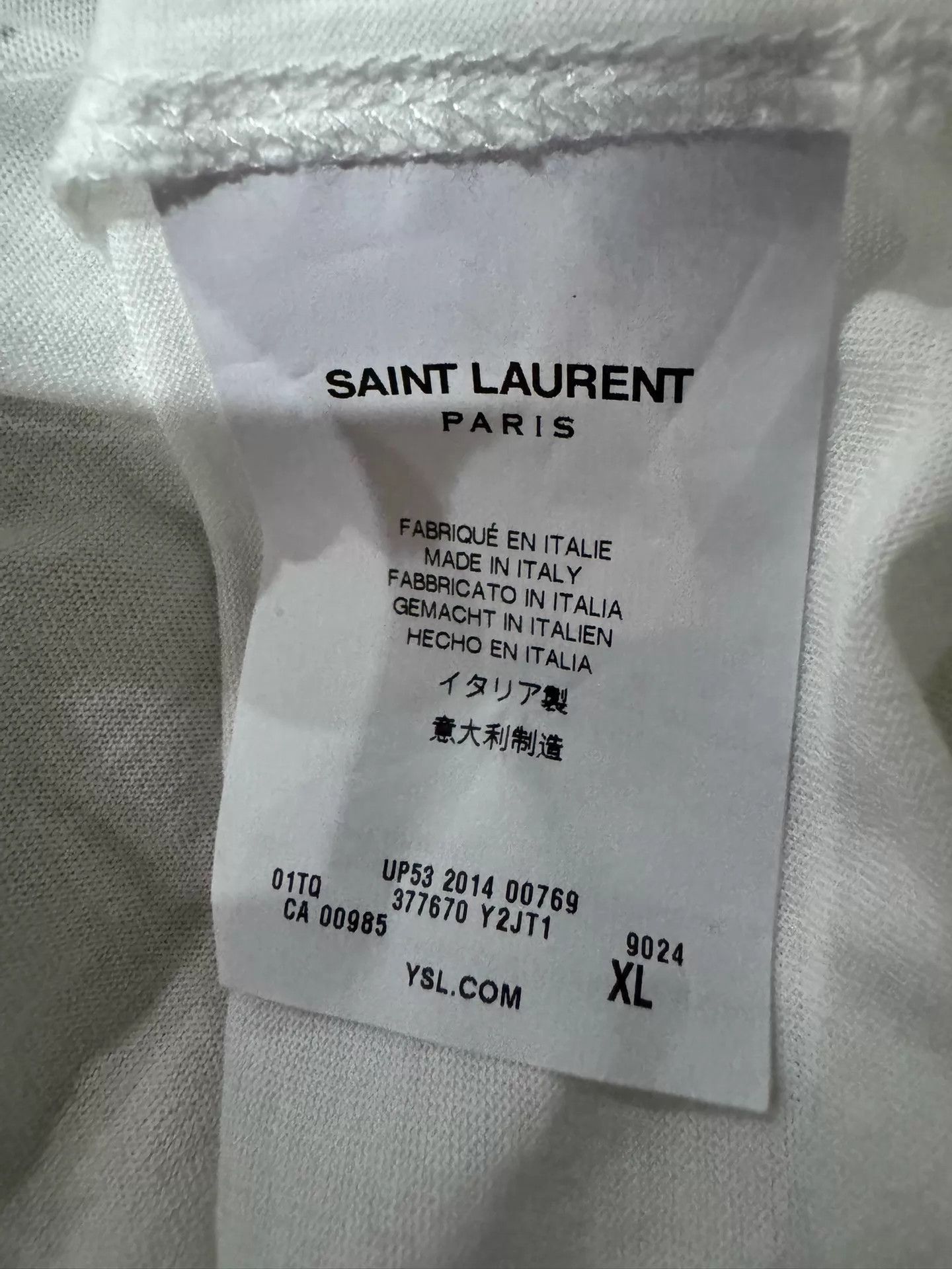 Saint Laurent Paris SLP Oversized White Short Sleeve T-Shirt Men's XL Size US XL / EU 56 / 4 - 5 Thumbnail