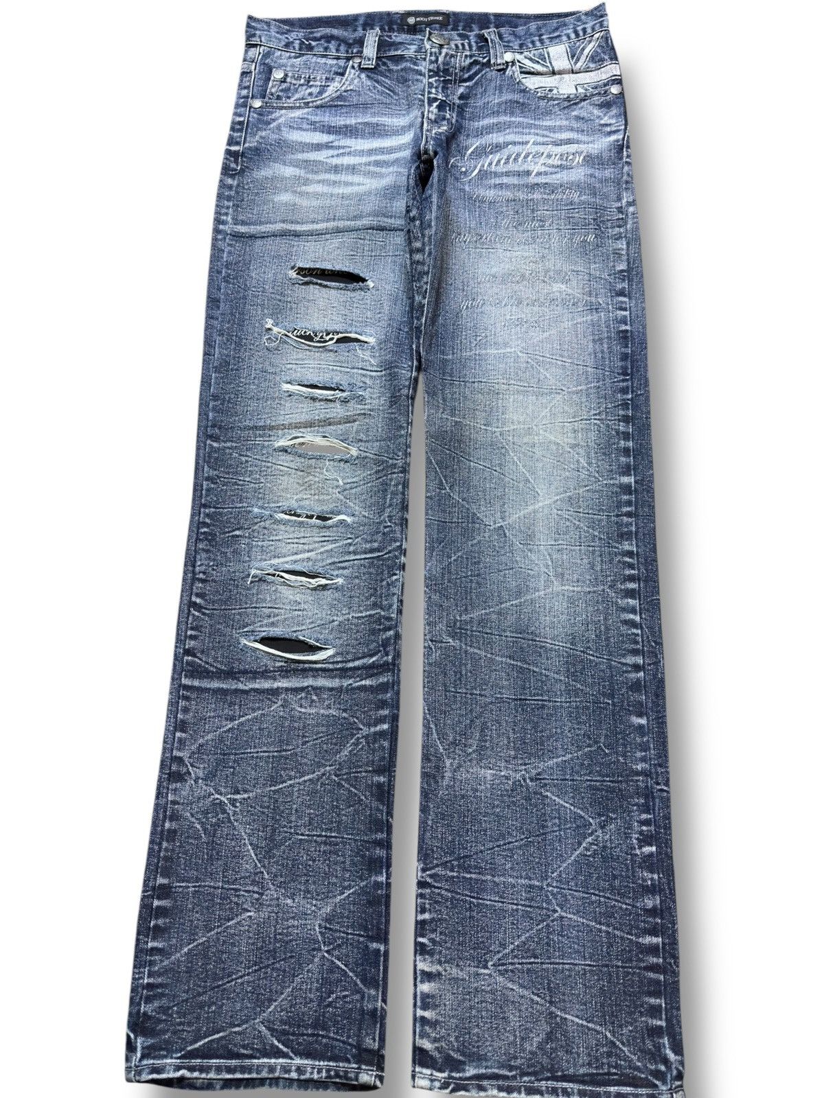 POST ARCHIVE FACTION (PAF) Vintage Root Three Styles Skulls Hints Distressed Denim Size US 33 - 1 Thumbnail