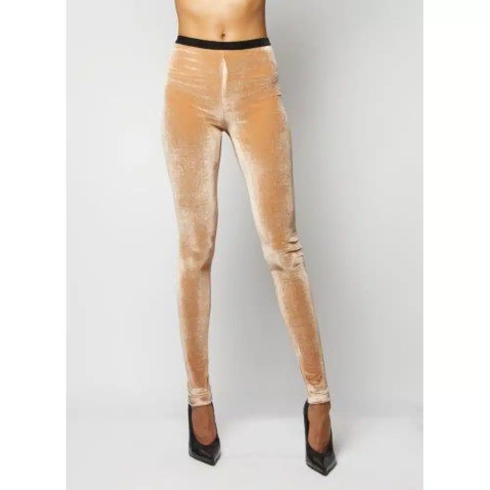 Tom Ford o1loc1c0625 PAJ016 Velour Leggings in Beige Size 26" / US 2 / IT 38 - 1 Thumbnail