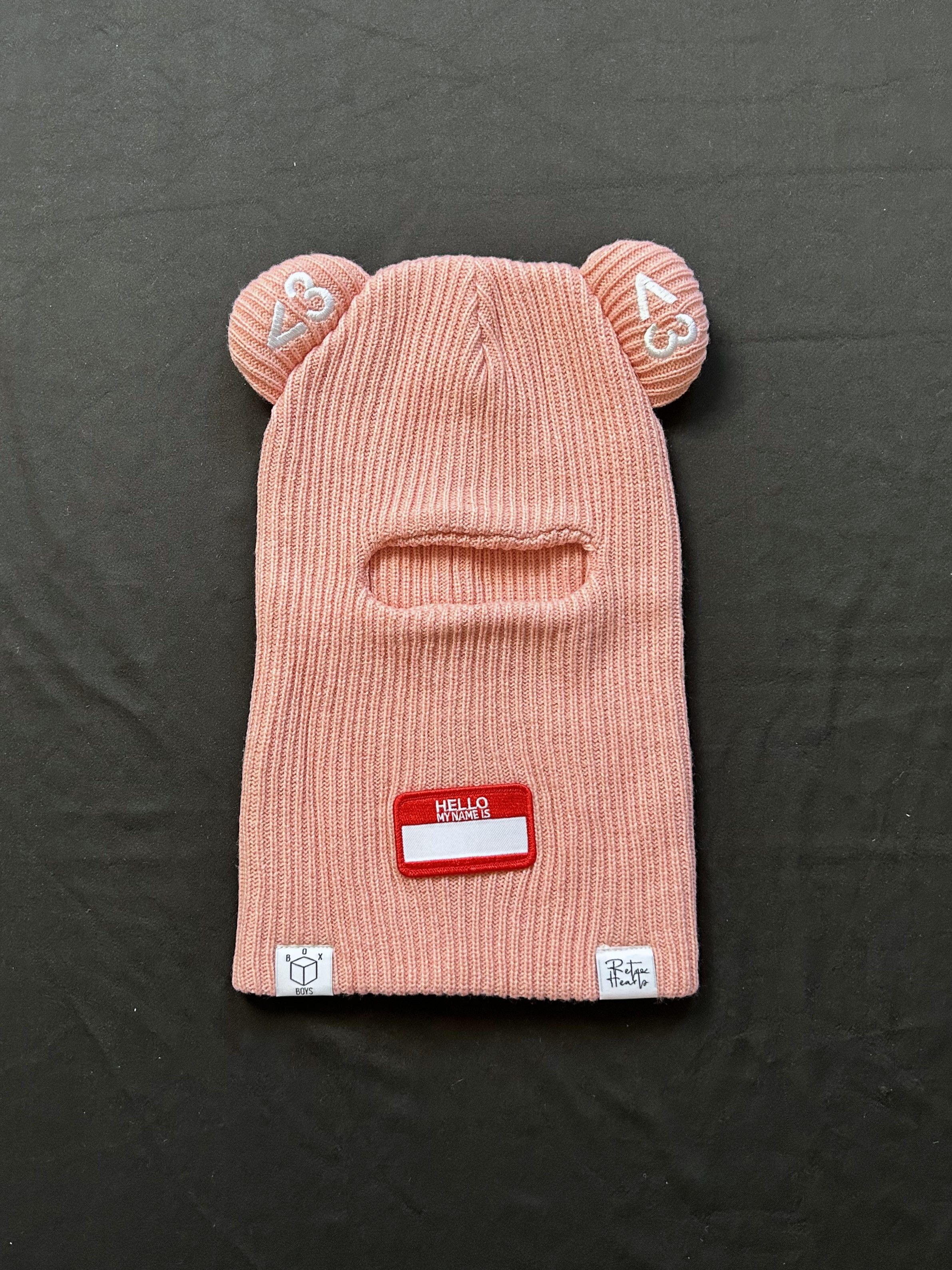 Japanese Brand Rare Box Boys Retro Hearts Pink Balaclava Ski Mask OS Size ONE SIZE - 1 Thumbnail