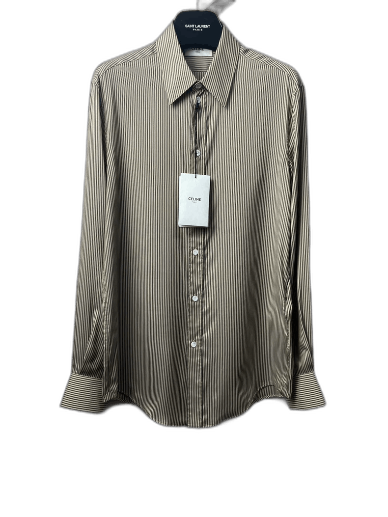 Celine Celine Striped Silk Shirt with Original Tags Size US M / EU 48-50 / 2 - 1 Thumbnail