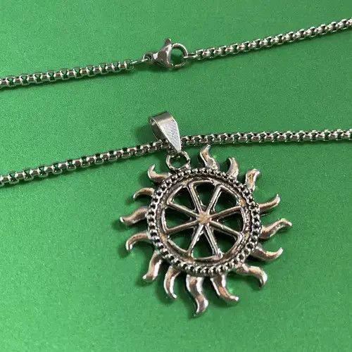 Jewelry Titanium Steel Sun Pendant Necklace for Men Women Size ONE SIZE - 3 Thumbnail