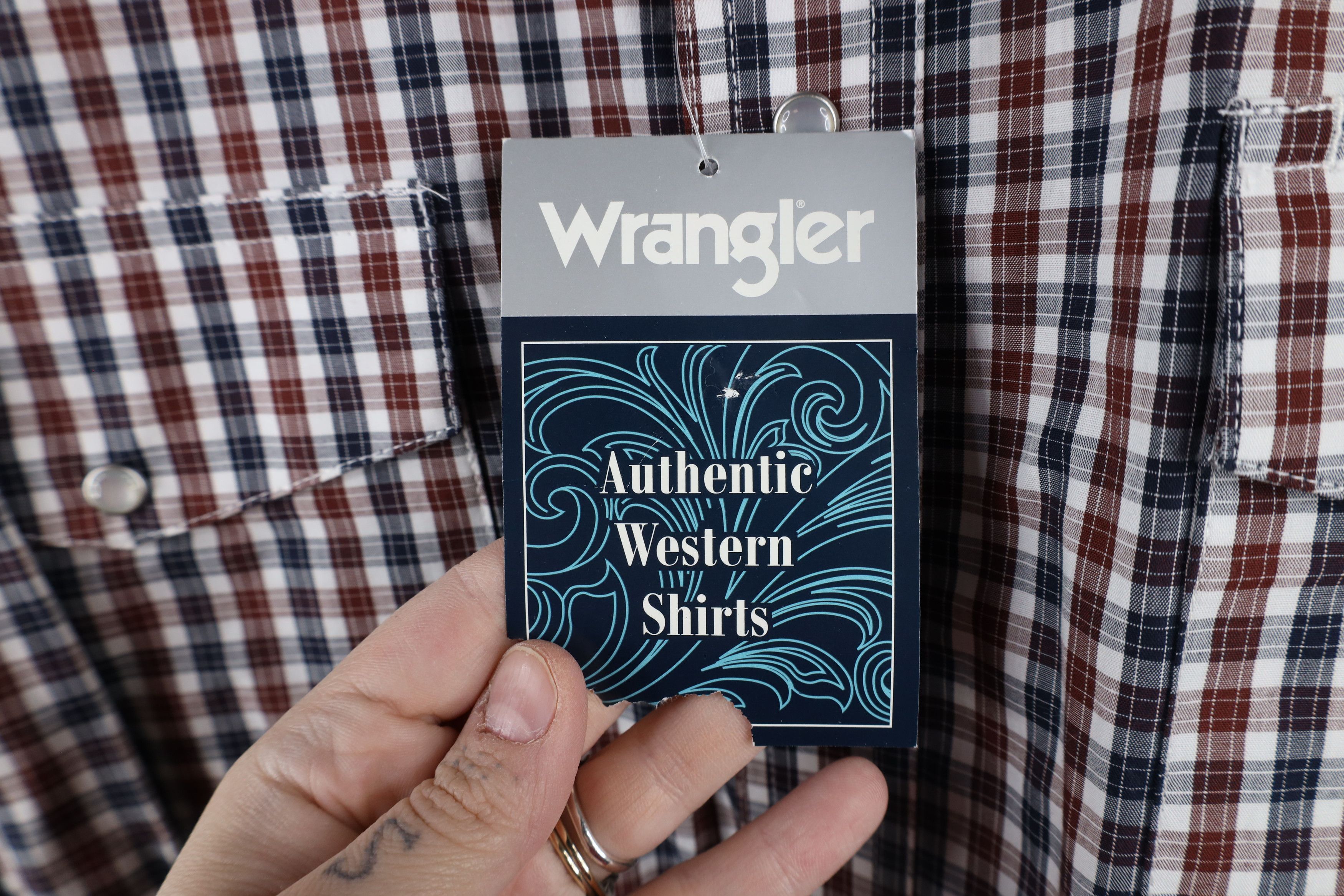 Vintage × Wrangler Deadstock Vintage Wrangler Rodeo Snap Button Shirt Plaid Size US XL / EU 56 / 4 - 5 Thumbnail