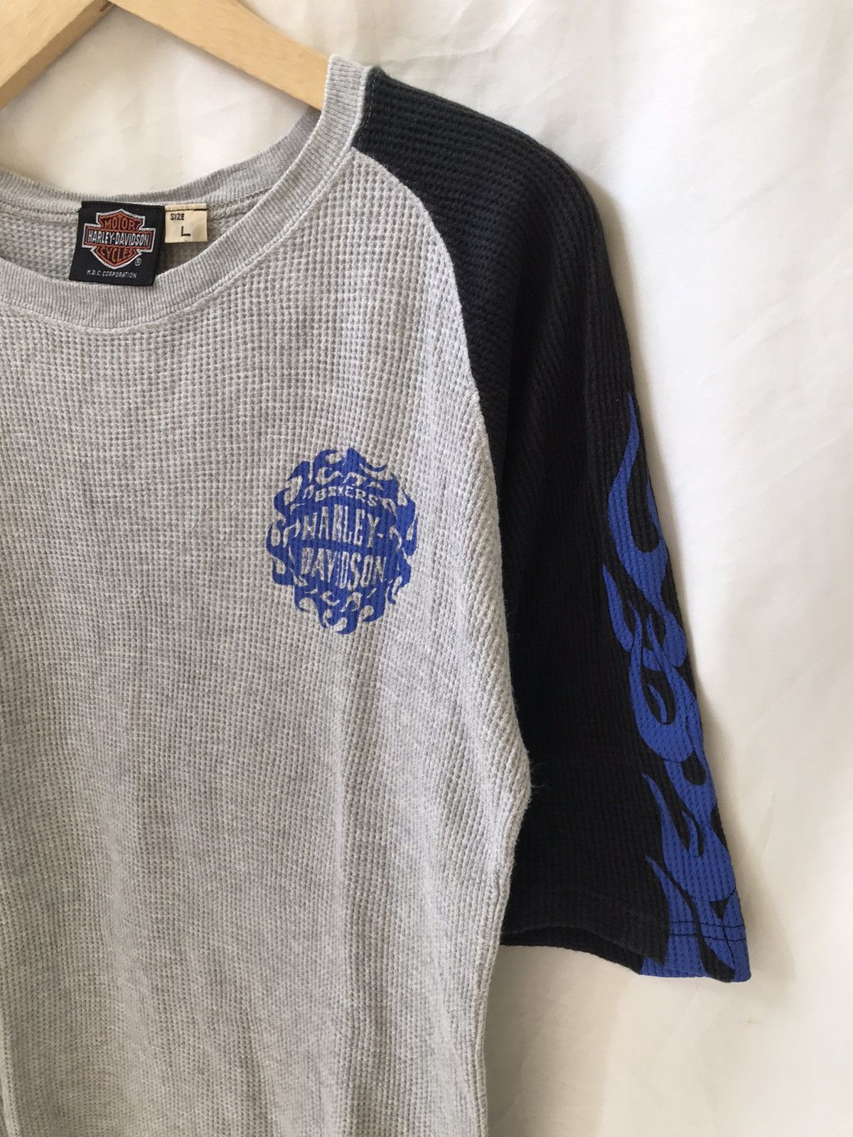 Harley Davidson Vintage Harley Blue Flames thermal tee Size L / US 10 / IT 46 - 3 Thumbnail
