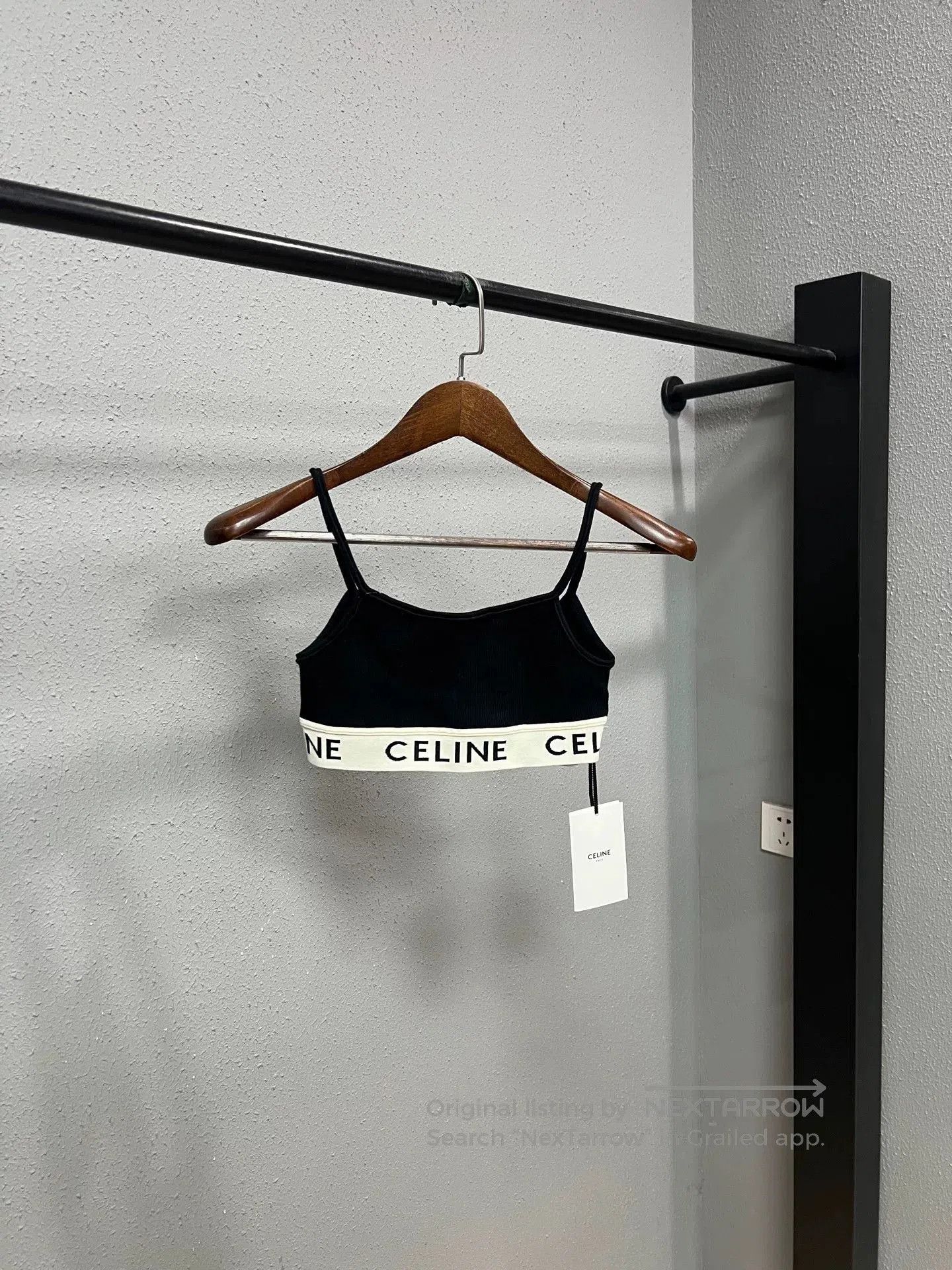 Celine celine black crop top with logo band. Size XS / US 0-2 / IT 36-38 - 1 Thumbnail