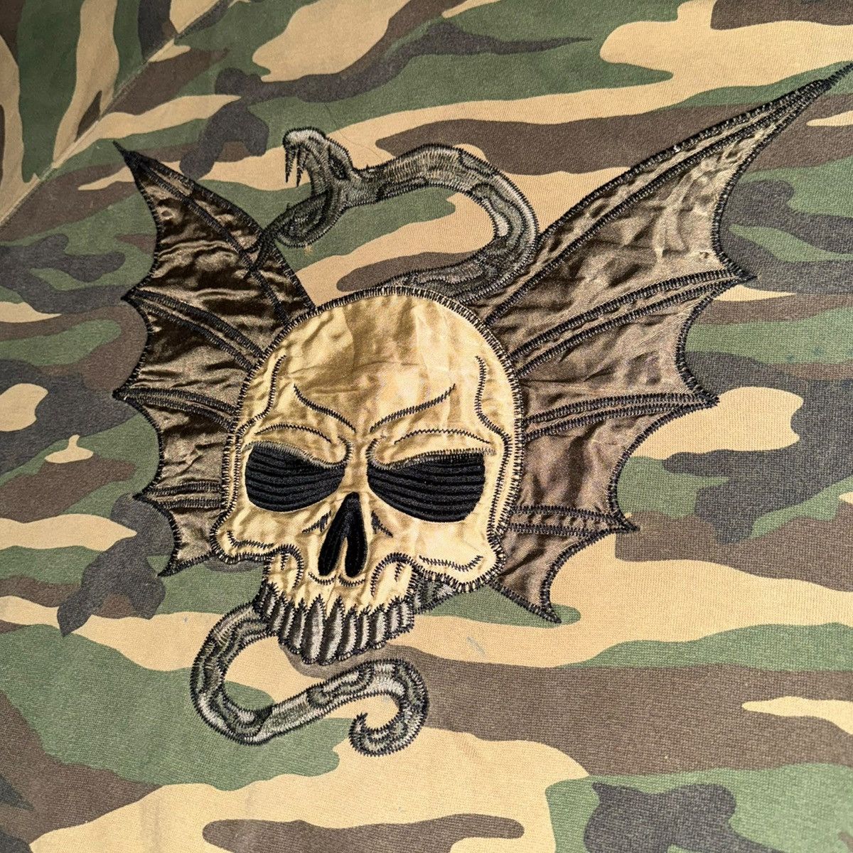 Dragonfly 1990s Archive Gothic/Emo Waffle Lined Camo Zip Up Hoodie Size US XL / EU 56 / 4 - 12 Thumbnail