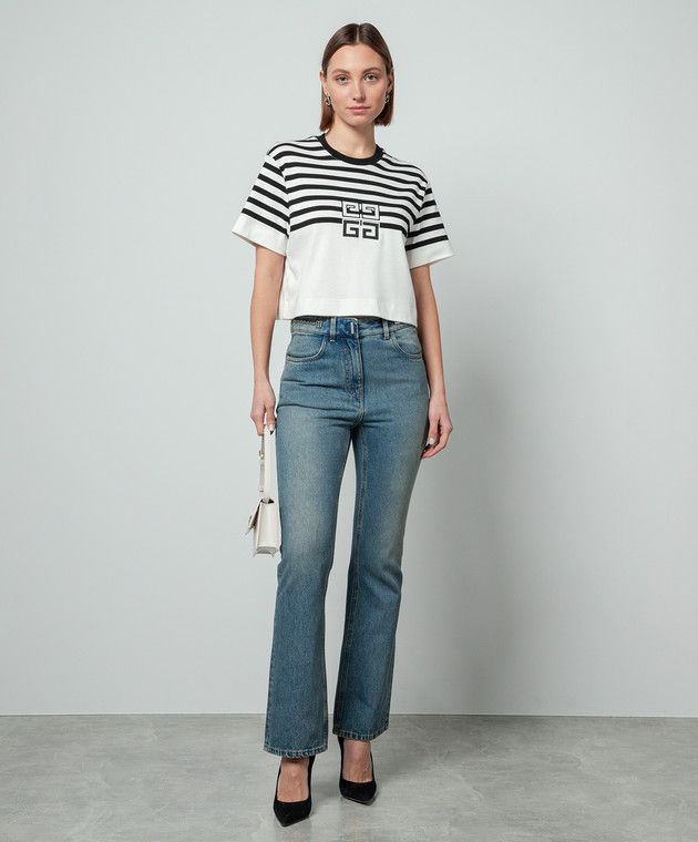 Givenchy o1w1db10325 Cropped Masculine T-Shirt in Black/White Size S / US 4 / IT 40 - 2 Thumbnail