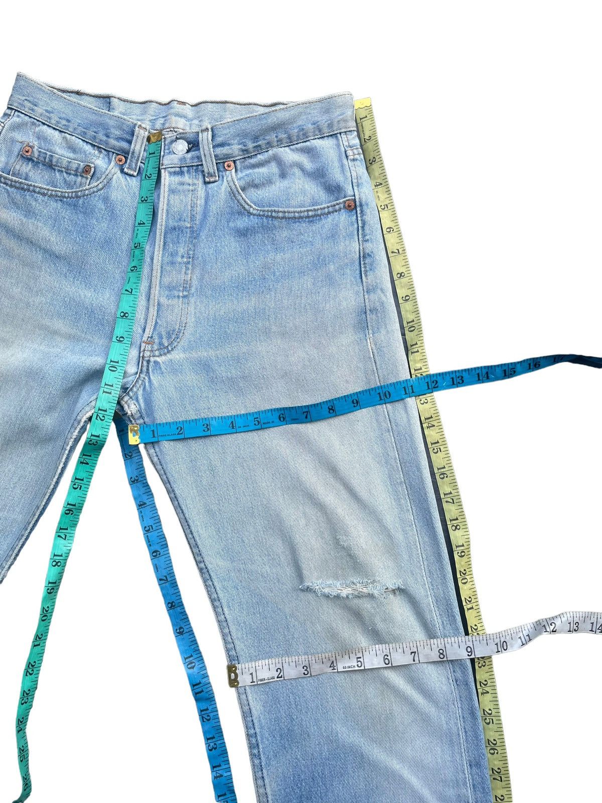 Levi's Vintage 1991 Levis 501 e Usa Faded Distressed Size US 31 - 17 Thumbnail