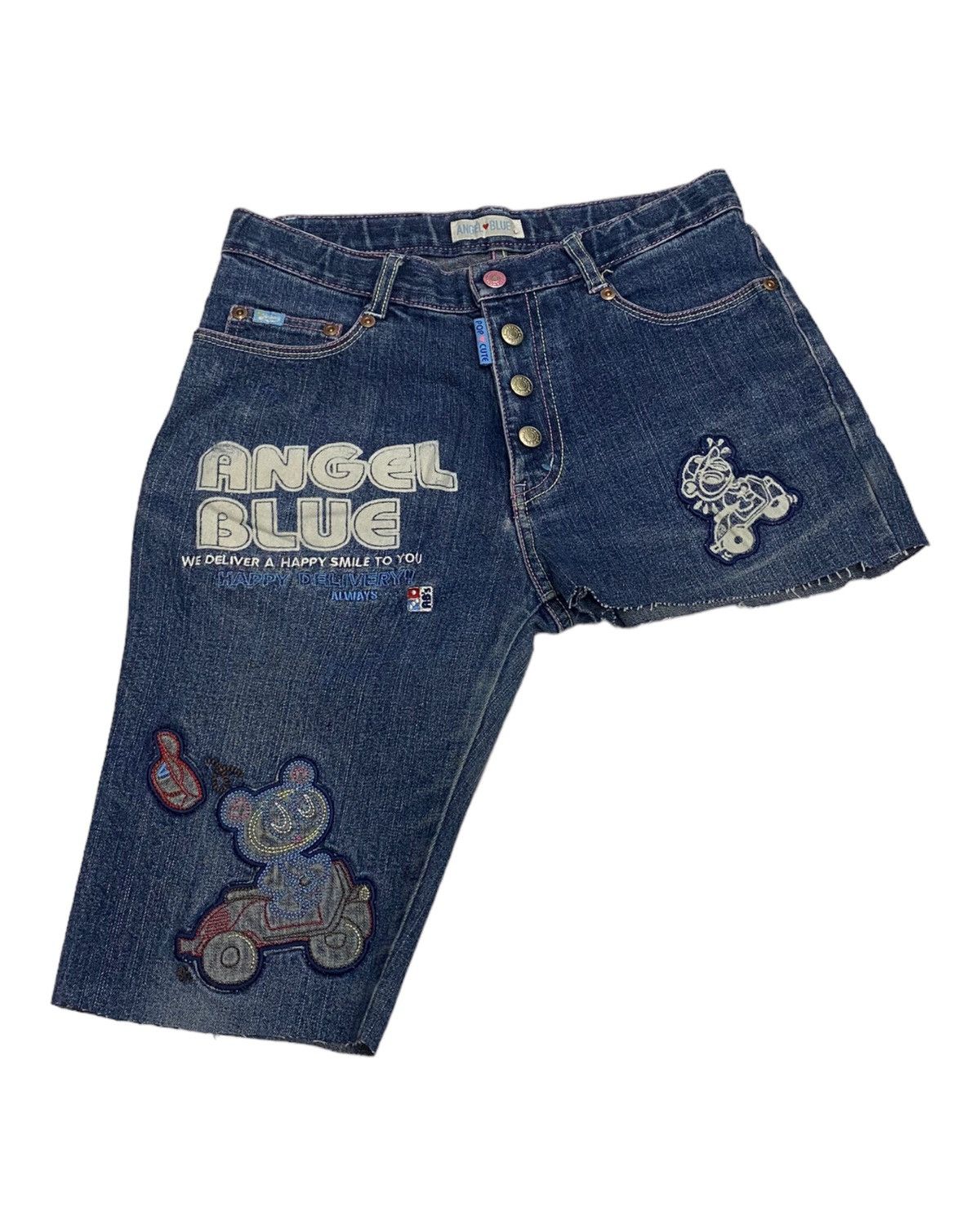 Angel Blue 🔥ANGEL BLUE☠️DISTRESSED CRAZY CUT DENIM SHORT JEANS Size 27" / US 4 / IT 40 - 3 Thumbnail