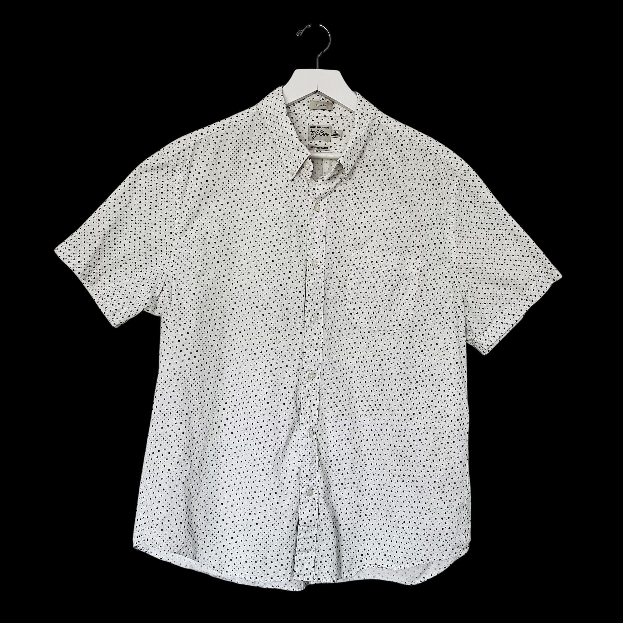 J.Crew JCrew Mens XL White Micro Print Short Sleeve Button Up Cotto Size US XL / EU 56 / 4 - 2 Thumbnail