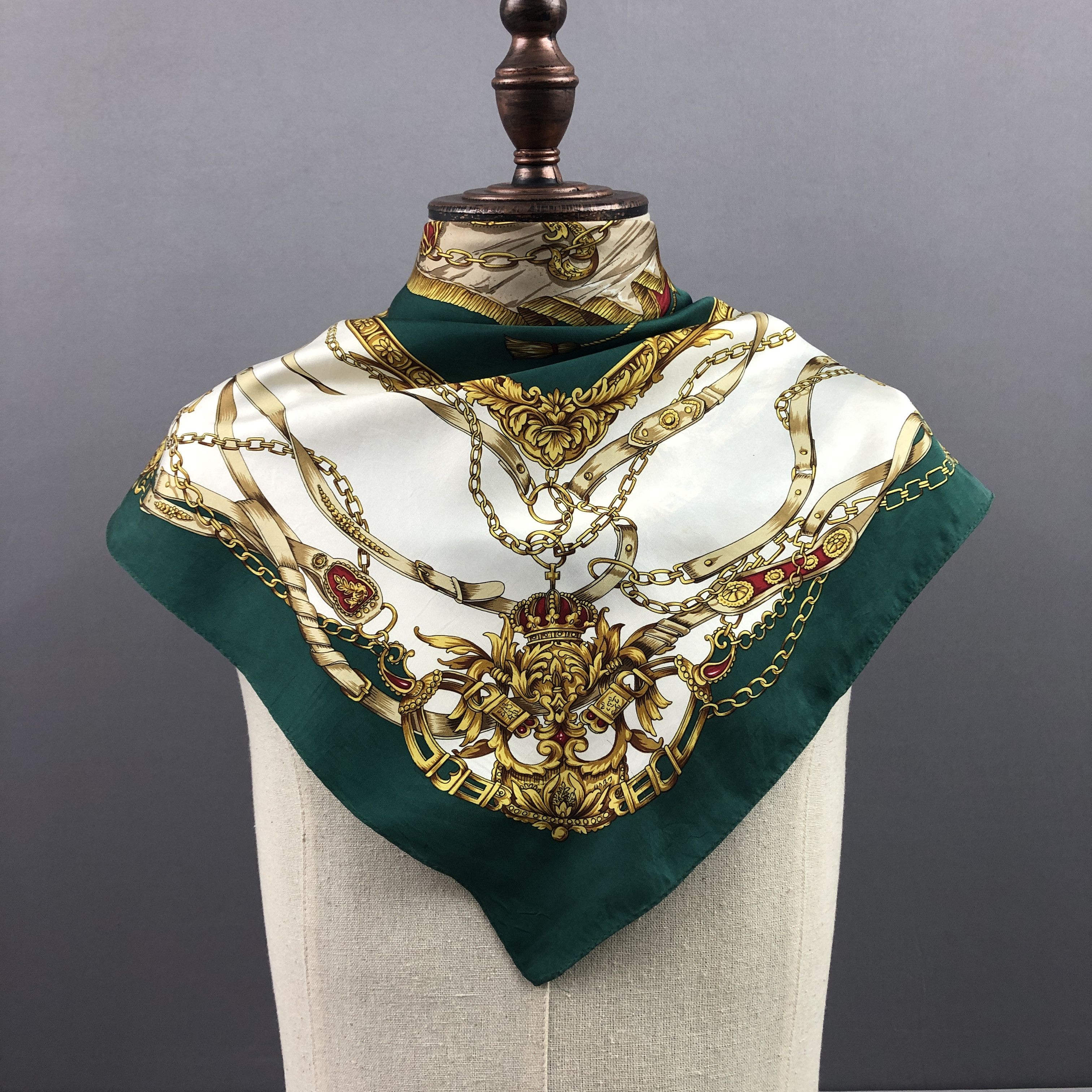 Japanese Brand Vintage Crown Ornate SILK Scarf Twill Stole Wraps Scarves Size ONE SIZE - 2 Thumbnail