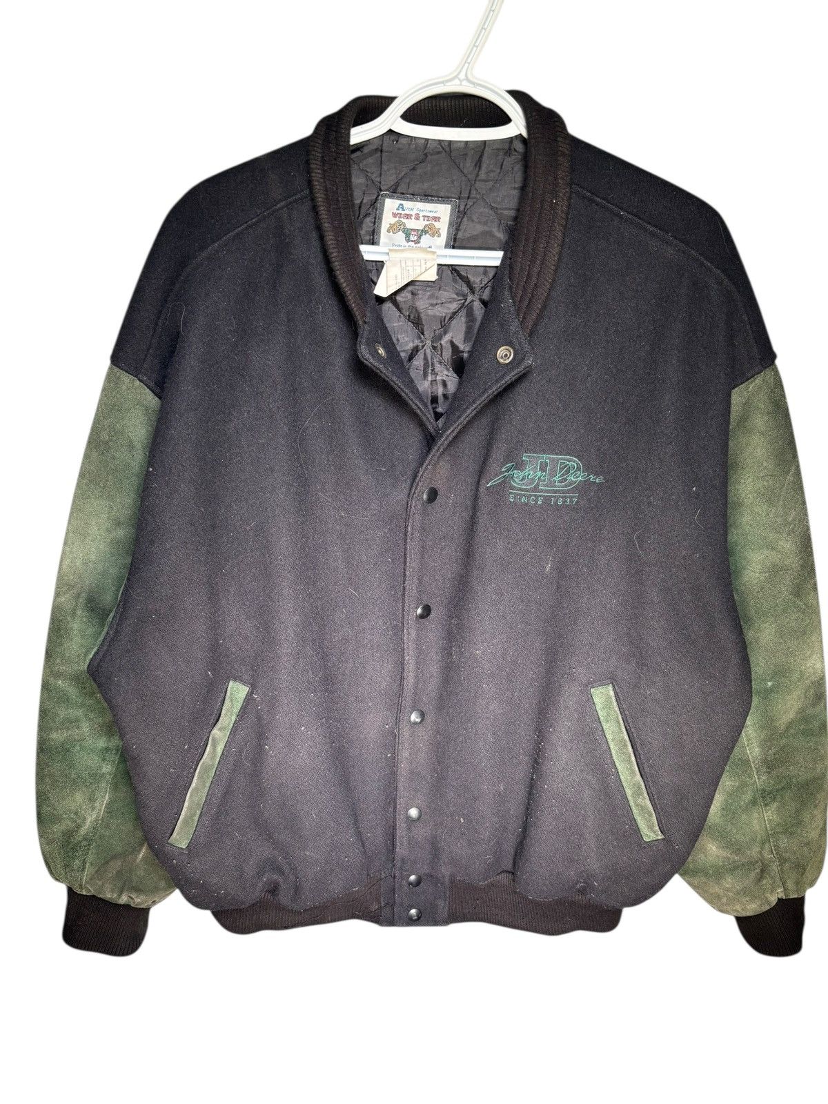 Vintage 90s John Deere Leather Bomber Jacket Size US XL / EU 56 / 4 - 6 Thumbnail