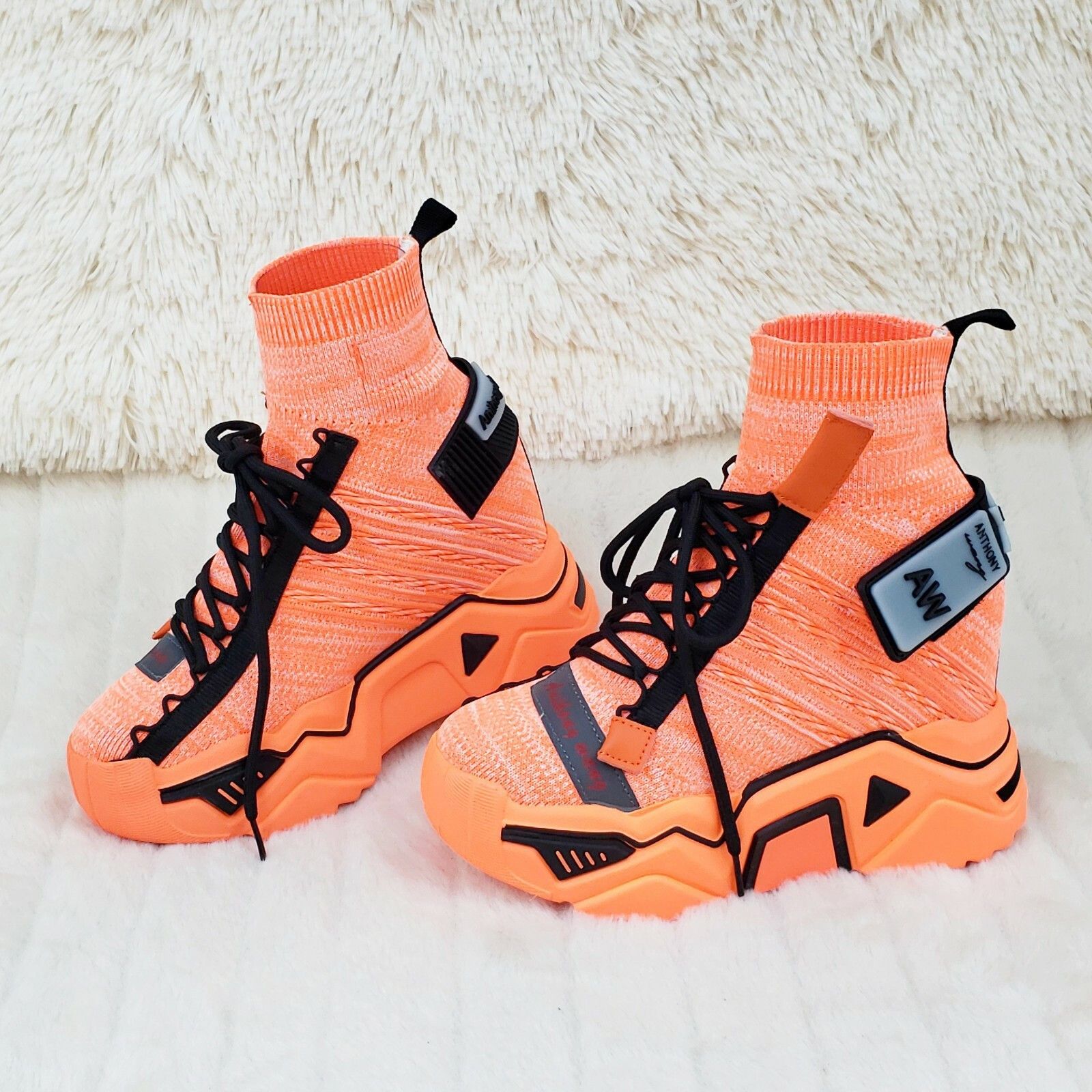 Wang Damson Pull On Knit Platform Sneaker Boots 4