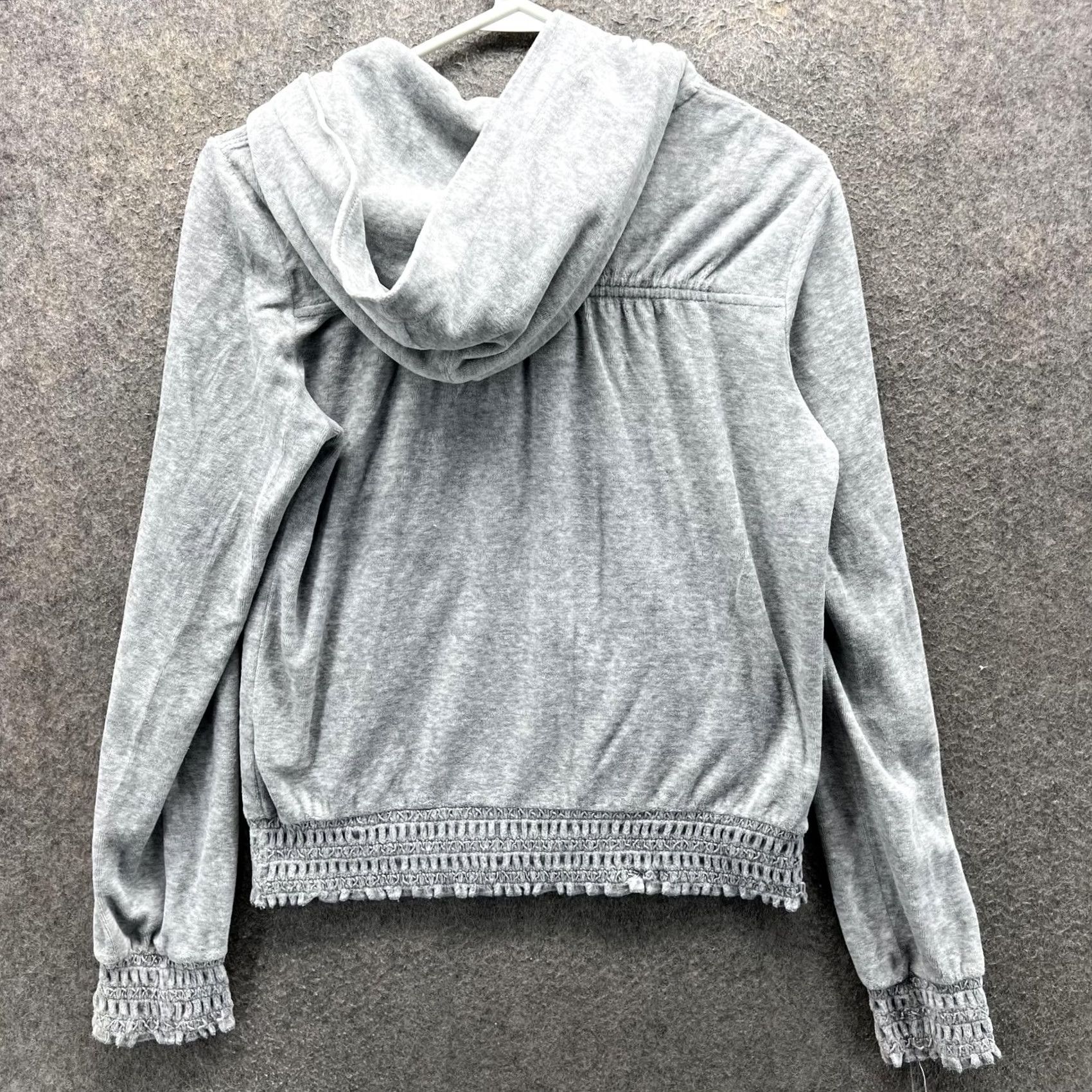 Juicy Couture Juicy Couture Hoodie Womens Medium Gray Ruffle Trim Full Zip Sweatshirt Size M / US 6-8 / IT 42-44 - 7 Thumbnail