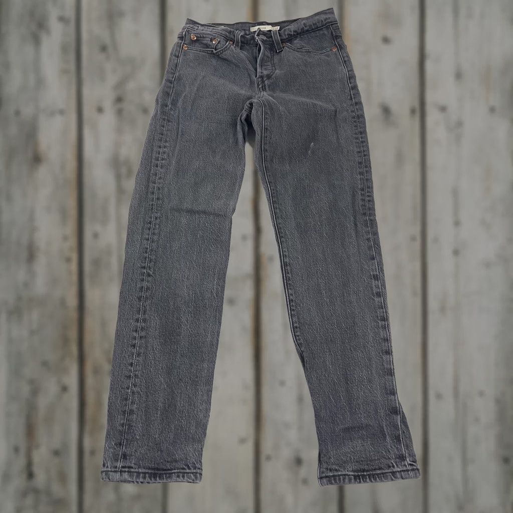 Levi's Levi's Women's Jeans Wedgie Straight Button Fly Gray Black Charcoal Denim Slim Size 24 Size 42" / US 20 - 1 Thumbnail