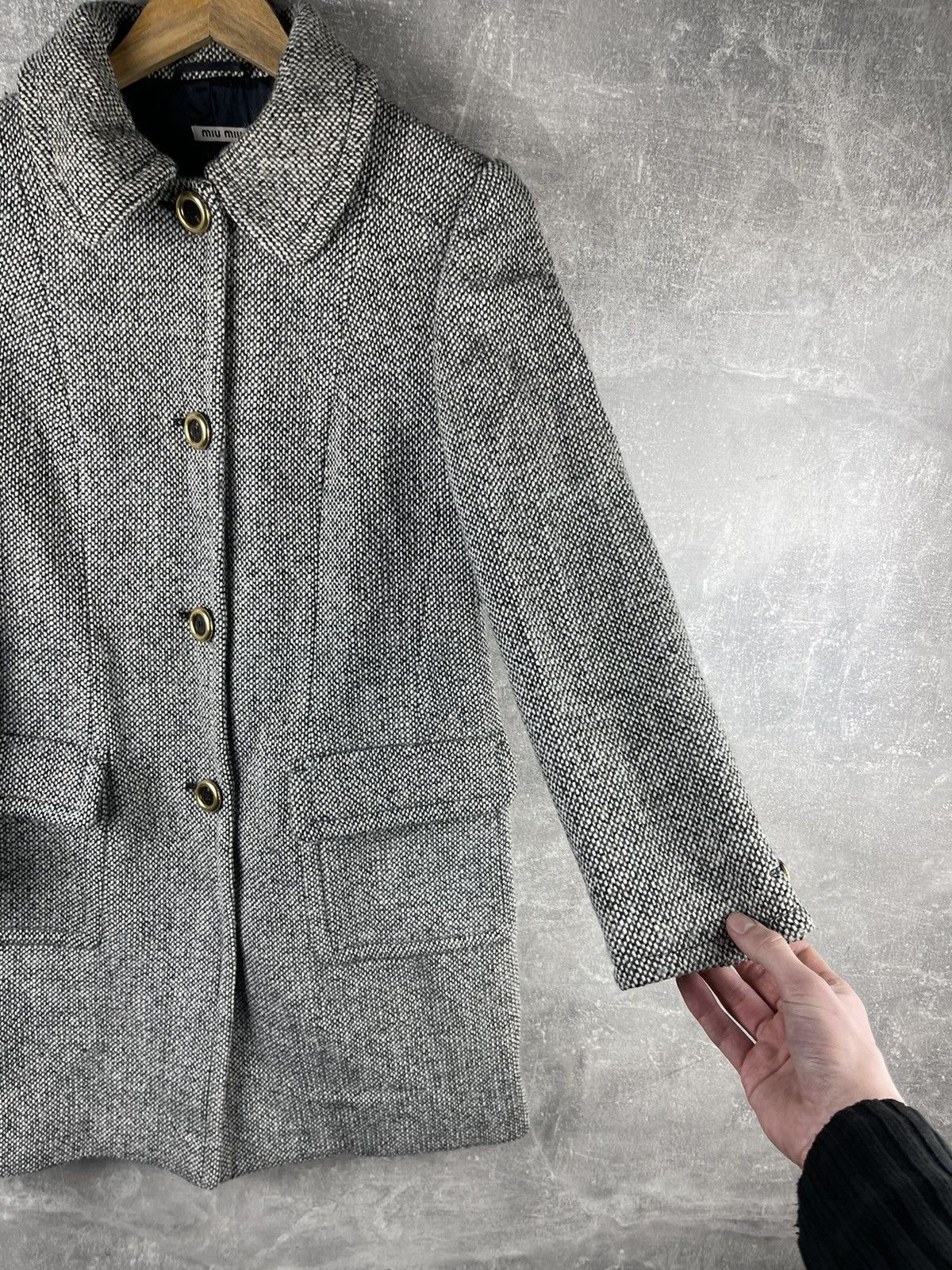 Miu Miu Miu Miu Wool Tailored Coat with Chain Belt Grey Size M / US 6-8 / IT 42-44 - 2 Thumbnail