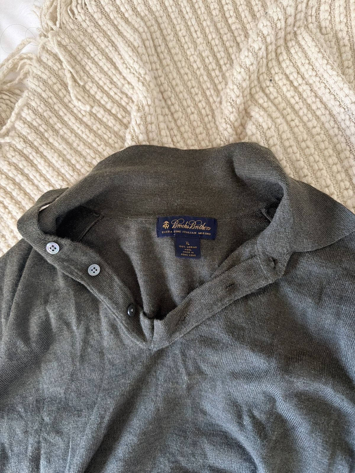 Brooks Brothers Brooks Brothers Long Sleeve Italian Merino Wool Polo Size US L / EU 52-54 / 3 - 2 Thumbnail
