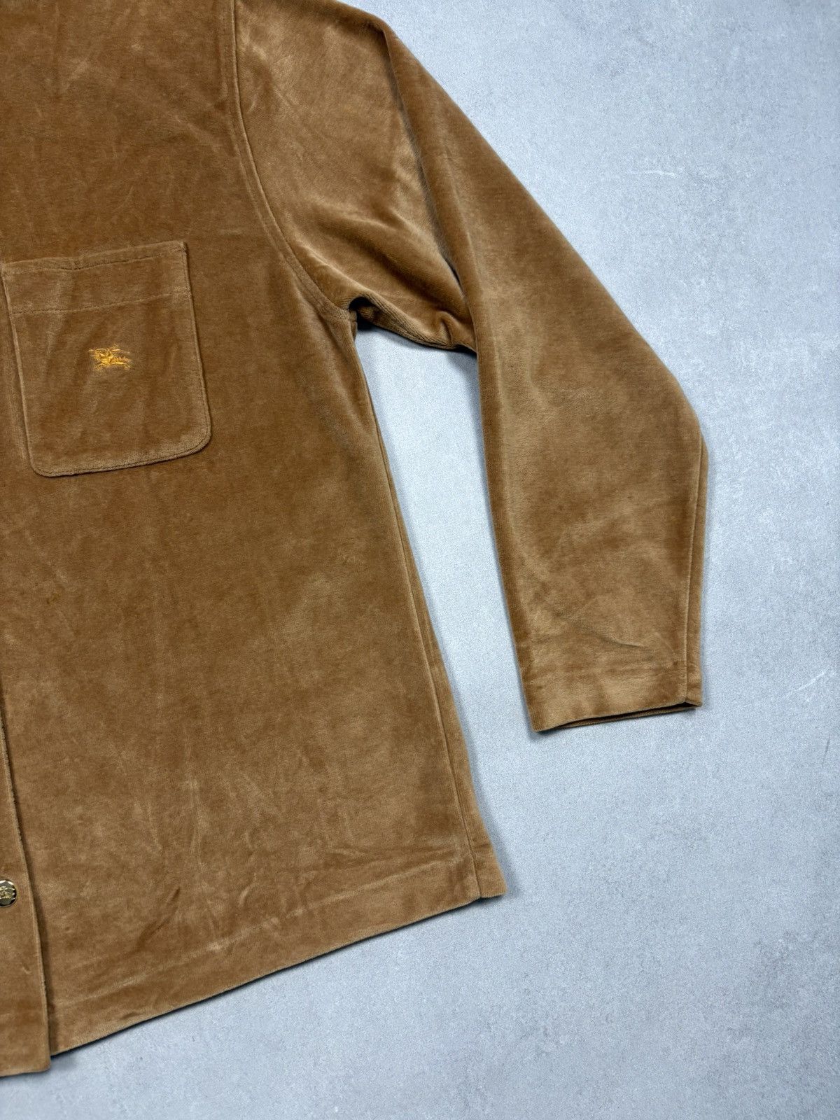 Burberry Vintage 90s Burberrys Spain Velour Quilted Overshirt Jacket Size L / US 10 / IT 46 - 4 Thumbnail