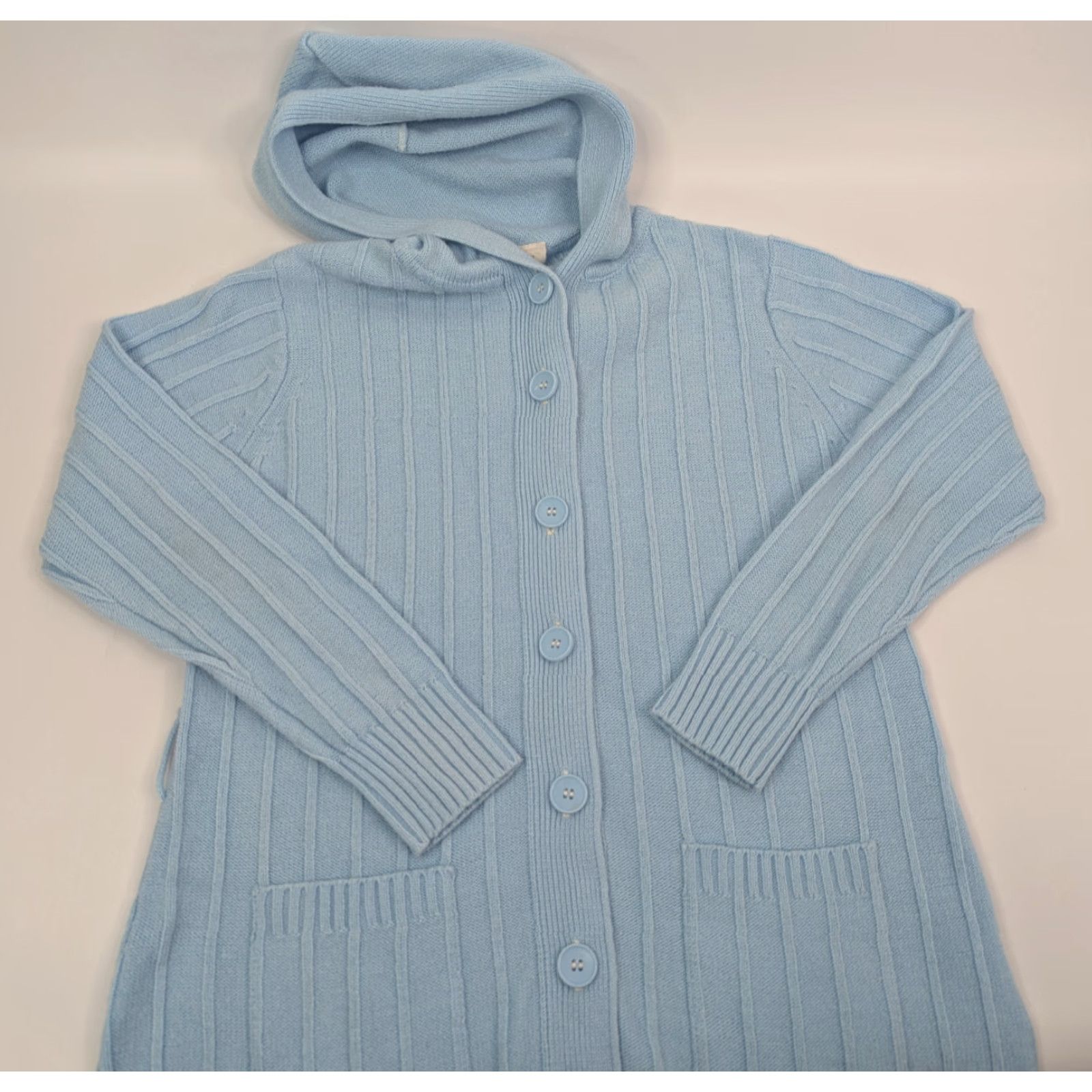 Vintage VINTAGE K-Mart Cardigan Sweater Hoodie Cable Knit Women M Blue 80s 90s Cottagecore Vintage Style Buttons Womens Size M / US 6-8 / IT 42-44 - 6 Thumbnail
