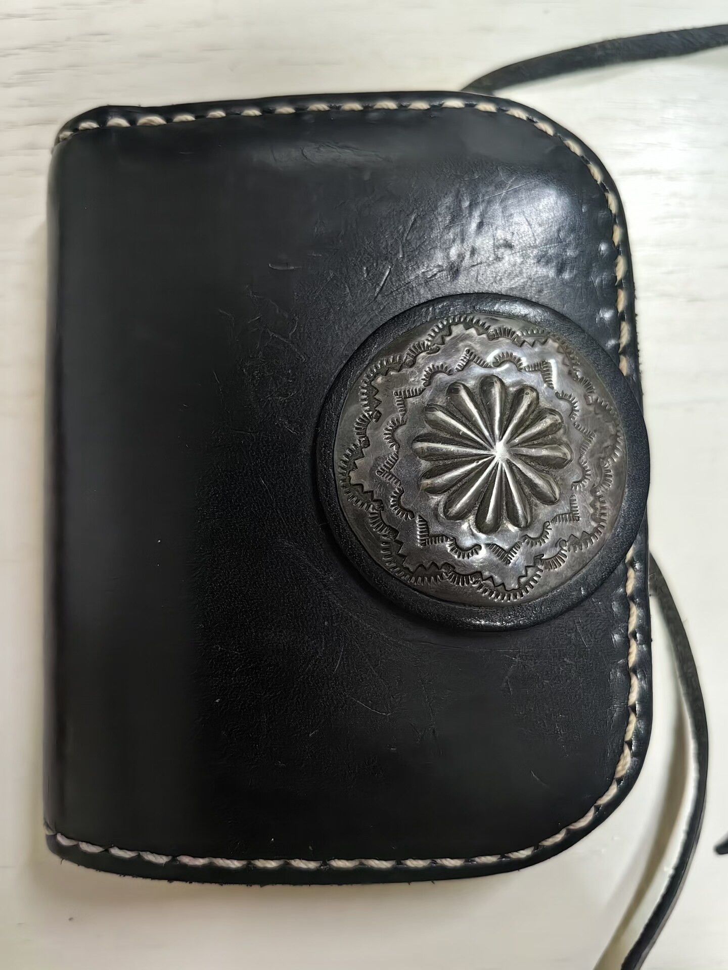 Vintage Vintage Handmade Leather Wallet with Silver Buckle Size ONE SIZE - 1 Thumbnail