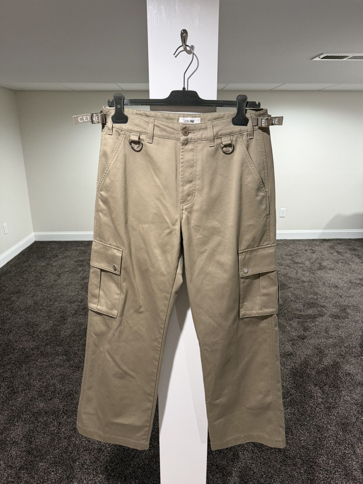 Celine Celine x Hedi Twill Khaki Logo Cargo Trouser Pants Size US 32 / EU 48 - 1 Thumbnail
