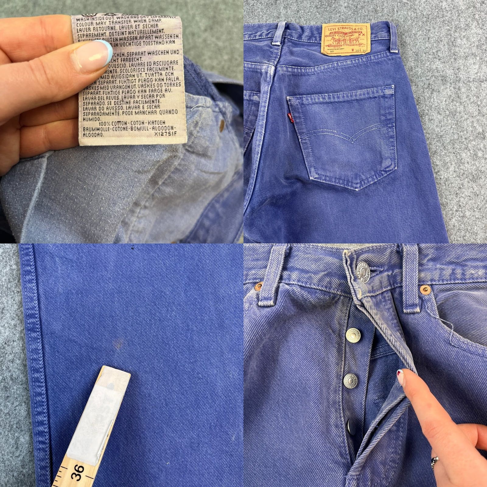 Levi's VINTAGE Levi's 501 Jeans Mens Regular Straight 30 30 Purple USA Made 90s Denim Pant Jeans Shirt? Size US 30 / EU 46 - 8 Thumbnail