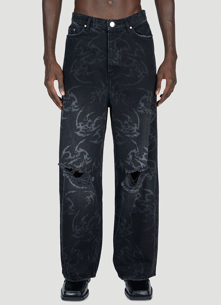 Han Kjobenhavn !DS! FW22 Han Kjobenhavn Tribal Baggy Distressed Denim Pants Size US 32 / EU 48 - 4 Thumbnail