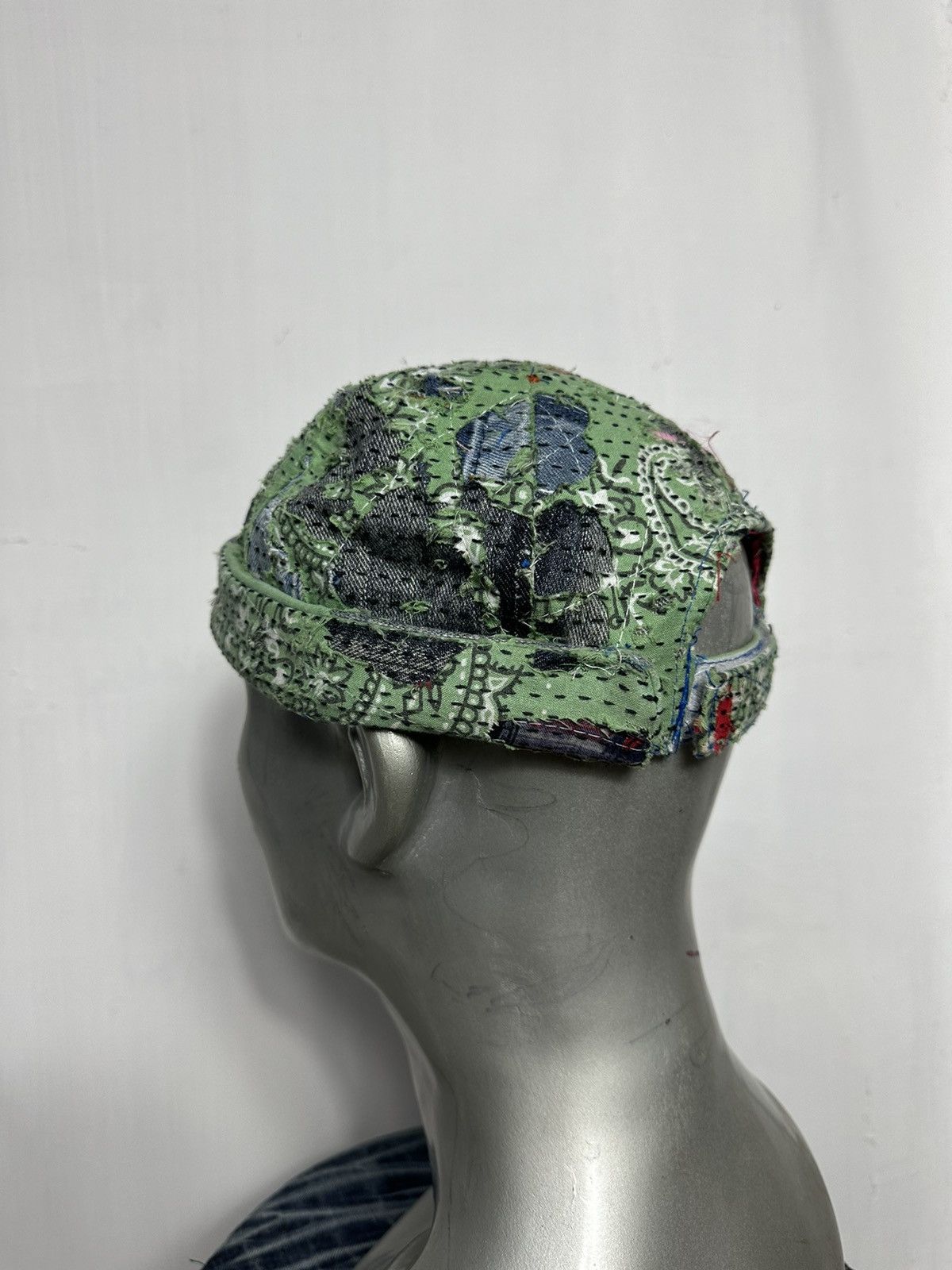 Handmade Custom Distressed Paisley Patchwork Boro Brimless Fisherman Size ONE SIZE - 8 Thumbnail