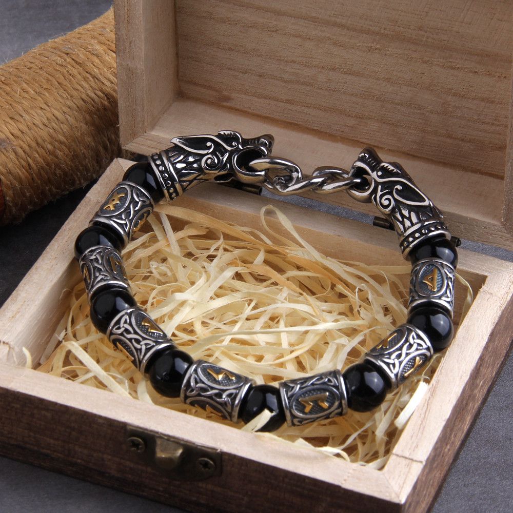 Other Goth Dragon Head Viking Rune Bracelet Size ONE SIZE - 3 Thumbnail