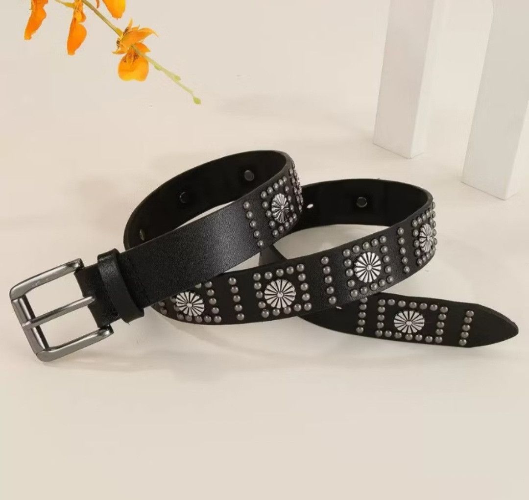 💥Floral rivet Japanese style black belt