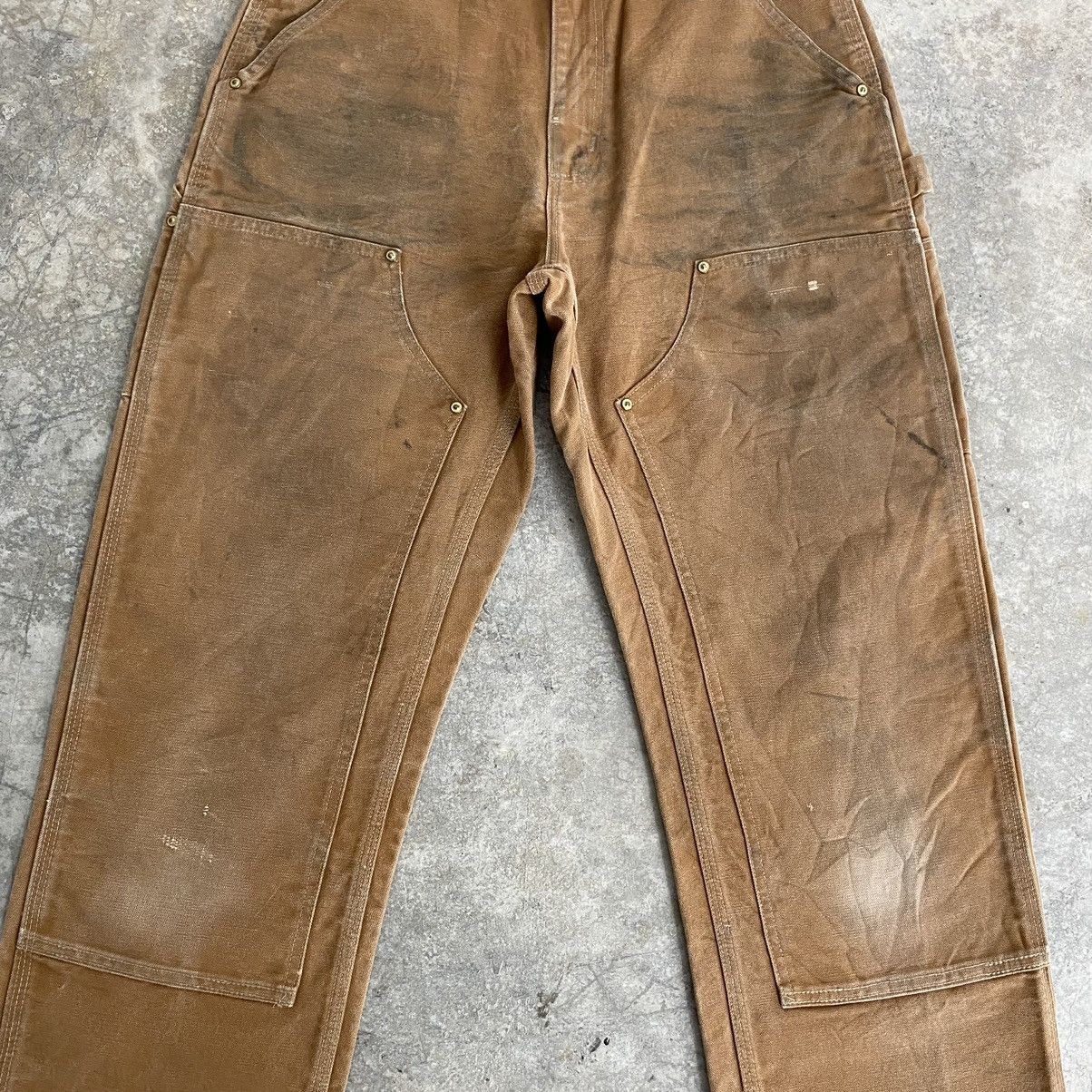 Carhartt VTG Carhartt Double Knee Faded Tan Dirty Carpenter Pants Size US 29 - 4 Thumbnail