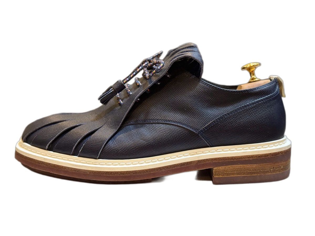 Kris Van Assche KRISVANASSCHE Navy Fringed Tongue Derby Shoes – SUPER RARE Size US 8 / EU 41 - 6 Thumbnail