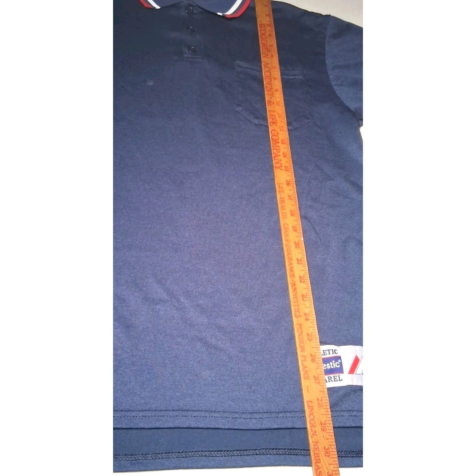 Vintage VINTAGE Majestic Polo Shirt L Navy Blue Red White Stripe Retro Sport Golf USA Shirt Mens Size US L / EU 52-54 / 3 - 5 Thumbnail