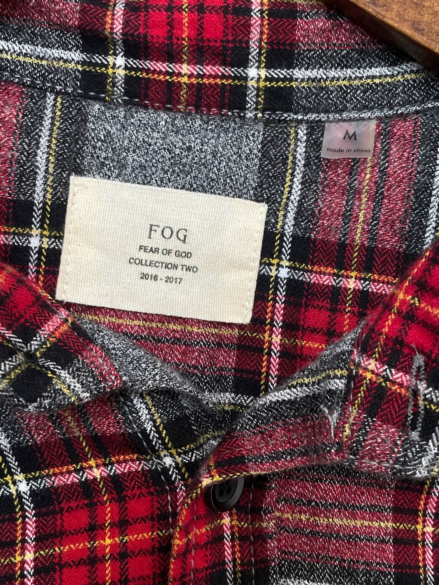 Fear of God Fear of God S2 Second Line Gray Red Check Shirt M Size US M / EU 48-50 / 2 - 3 Thumbnail