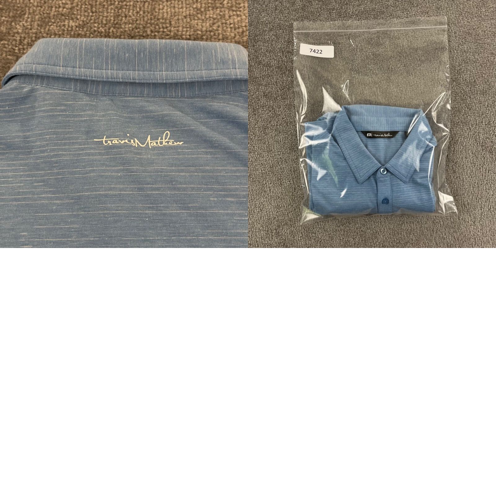 TravisMathew Travis Mathew Polo Shirt Mens Large Blue Striped Golf Performance Casual Sport Size US L / EU 52-54 / 3 - 8 Thumbnail