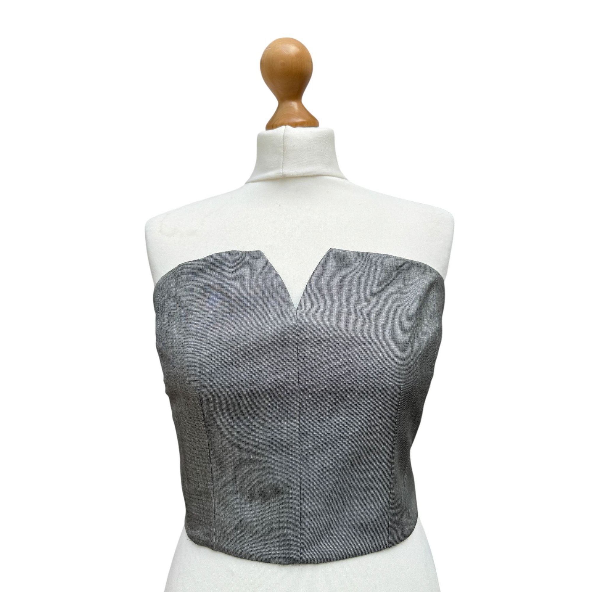 Yves Saint Laurent Grey Wool-Silk Bustier Top Size M / US 6-8 / IT 42-44 - 3 Thumbnail