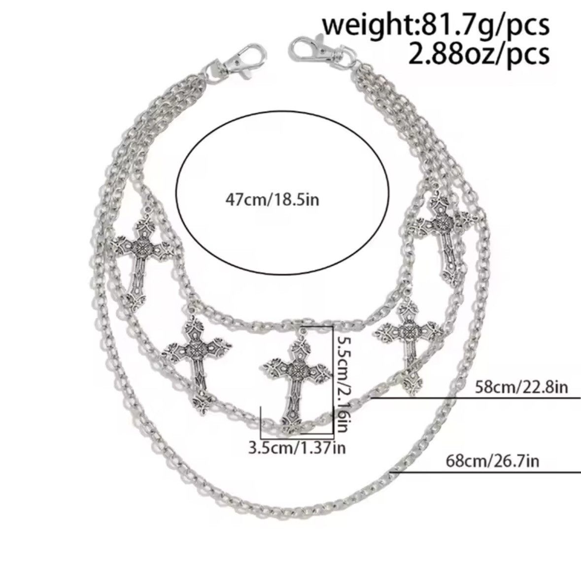 Other Chain Cross Pendant Jeans Chain Size ONE SIZE - 6 Thumbnail