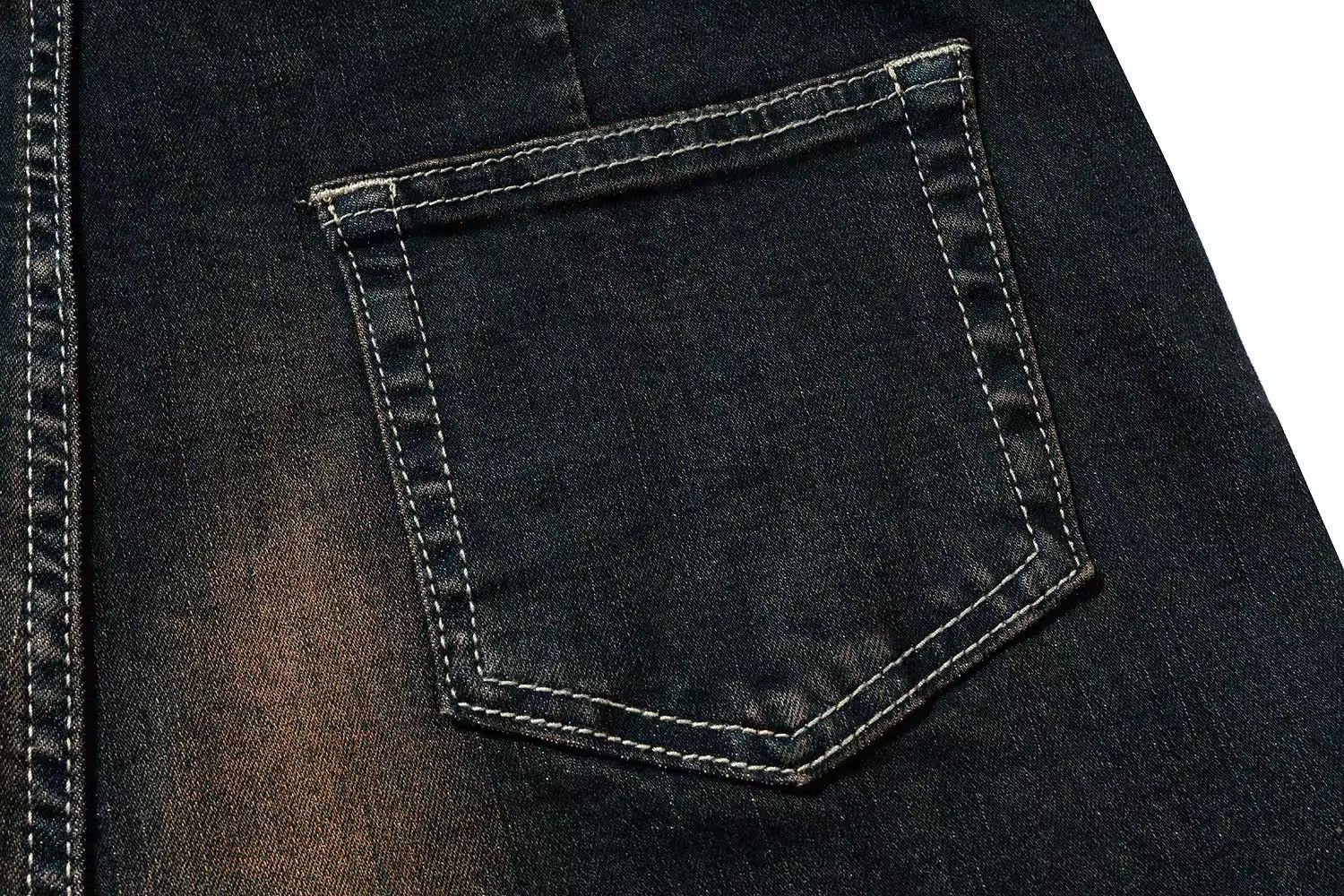 Jean RO Ribbons Contrast Color Washed Micro Flared Jeans Size US 32 / EU 48 - 7 Thumbnail